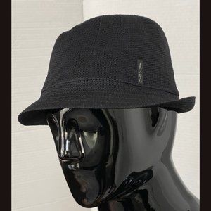 A/X Armani Exchange Solid Black Summer Weight Woven Trilby Fedora Hat sz LG/XL